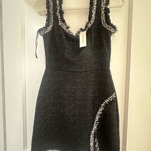 Francesca's Black Embellished Asymmetrical Mini Dress